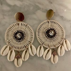 - Gold & Shell Woven Cabana Earrings, pierced